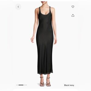 BEC + Bridge Sleek Black and Ivory Backless Gown